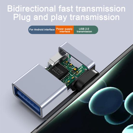 Адаптер Micro USB к USB с угловым удлинителем 90 градусов, с функцией OTG и портом внешнего питания, стабильный ток, адаптер питания