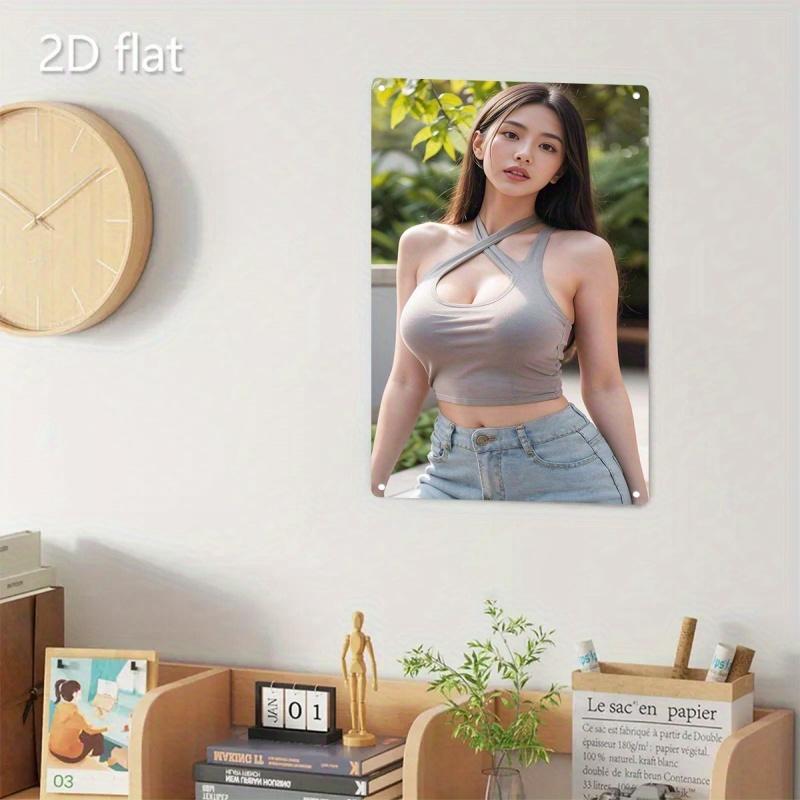 Ретро жестяная табличка Декор стены Металлическая табличка с лицом женщины и художественным изображением красоты - Пин-ап плакат в корейском стиле для