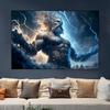 God Thunder Lightning Norse Mythology Figure Graffiti Art Canvas Painting Cool Wall Poster Prints Living Room Home Picture Decor