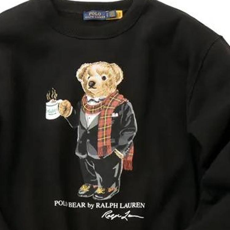 Polo Ralph Lauren Медведь Принт Круглый Вырез Толстовка Женская Толстовка Черный 211823689-001