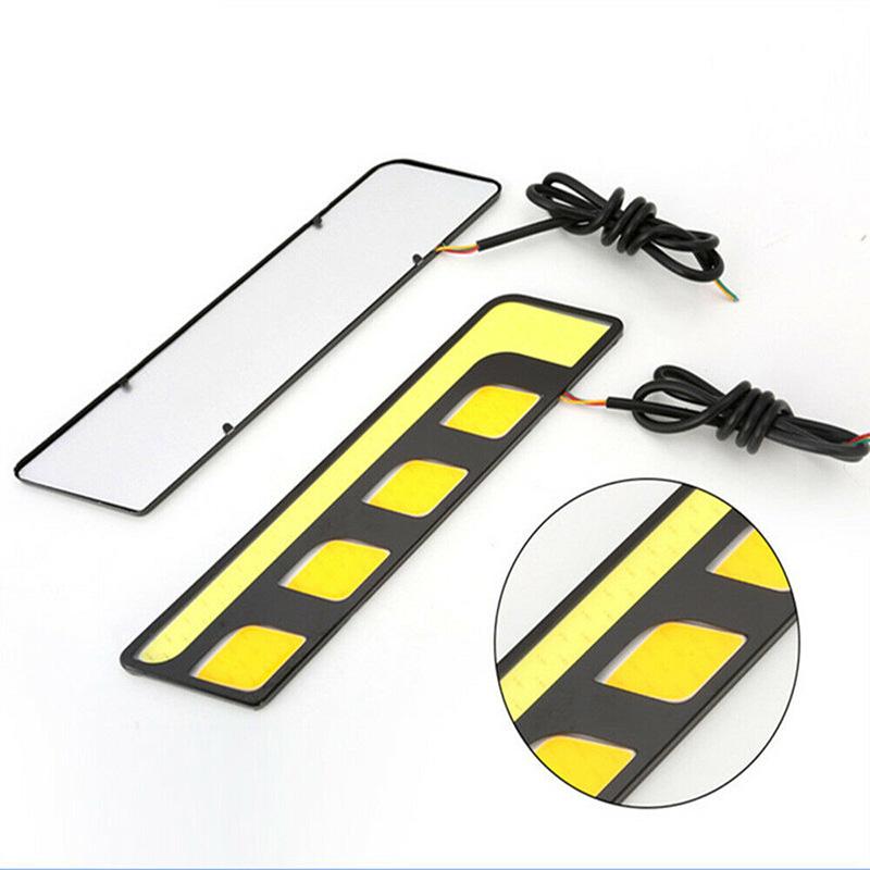 1Pc Led Cob Fog Lamp Car Daytime Running Drl Waterproof With Turn Signal Light