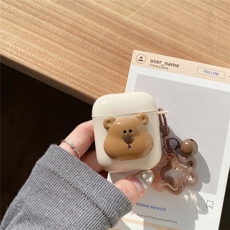 Полый пентаграммный колокольчик Подвеска Чехол для наушников Для Apple Airpods Pro Медведь Airpods 3 /4 Силикон