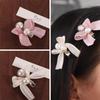 Trendy Bow Pearl  Hairpin Elegant Bangs Pearl Clips Fashion Bowknot Hair Clips  Wedding