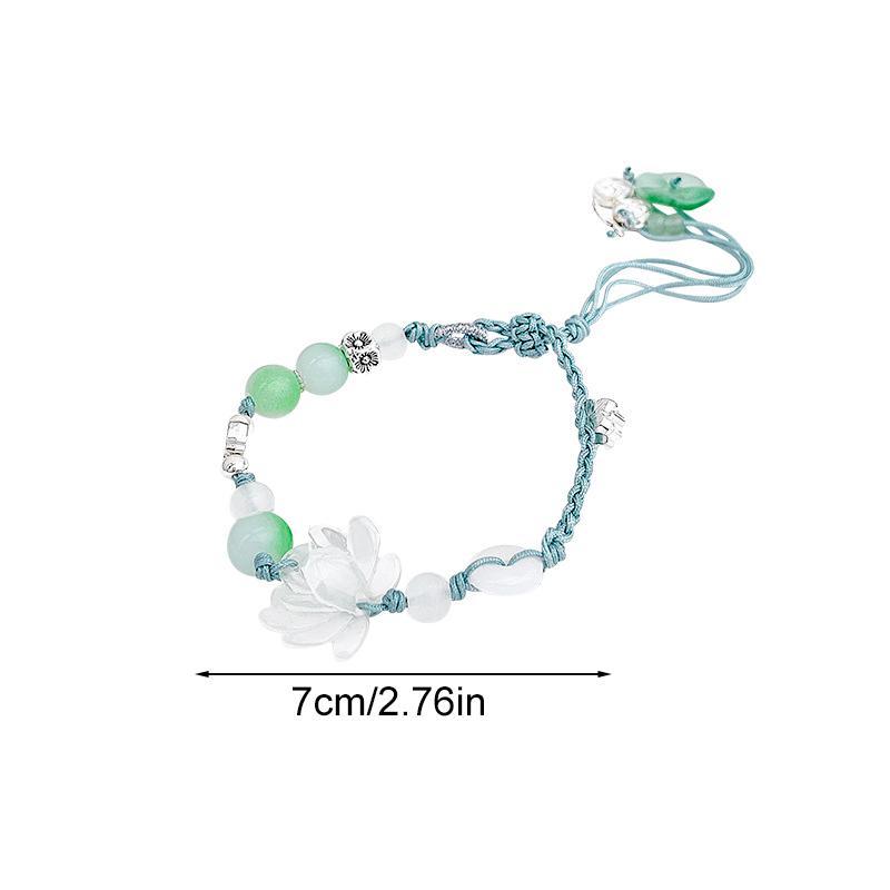 1Pc Adjustable Retro Accessories Advanced Feeling Hand Weaving Chinese Style Lotus Tassel Bracelet Butterfly Bead Pendant Jewelry