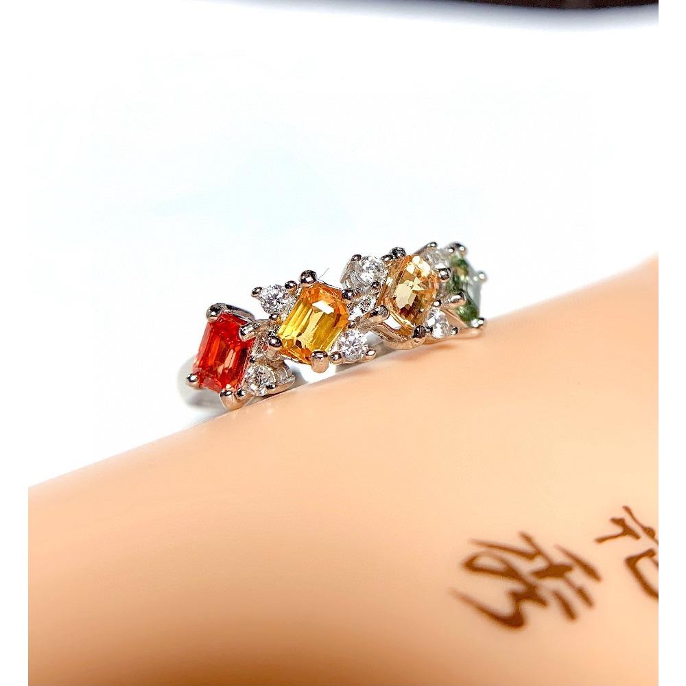 Adjustable Open Ring Imitation Natural Tourmaline Stacking Band for Women Girls Fashion Jewelry Gift