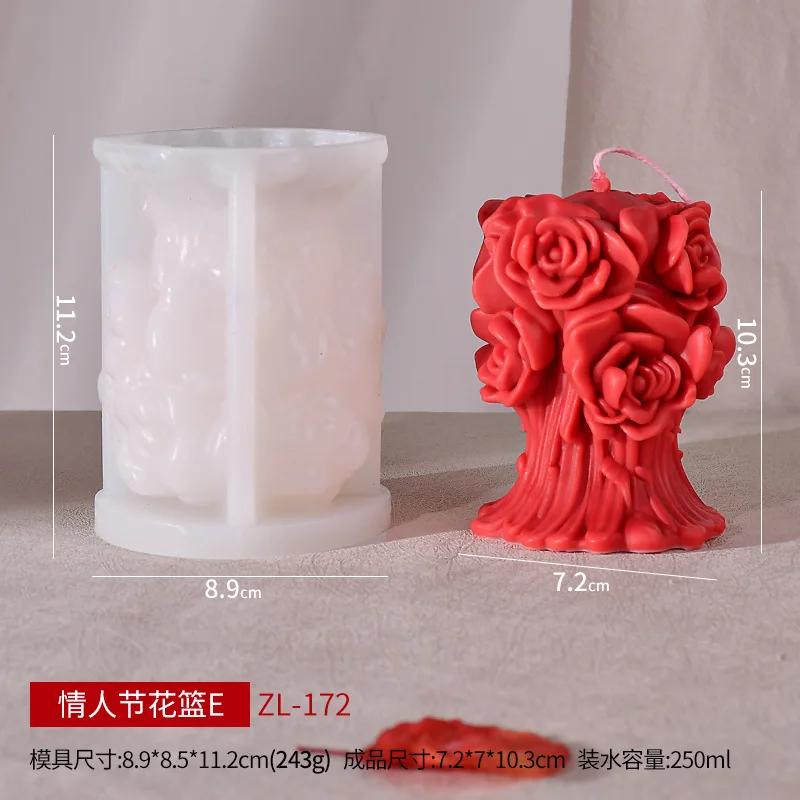 Сделай сам 3D силиконовая форма для свечи в виде шара из роз, букет ко Дню святого Валентина, силиконовая форма для свечи в виде цветка, форма из силикона для смолы и гипса в виде букета роз