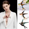 European Flying Swallow Brooch Oil Painting Birds Shape Animal High-grade Creative Pin Jewelry Gift
