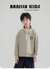 [Fashionable Half High Collar] New American Retro College Style Boys' Half Zipper Stand up Hoodie Spring and Autumn Top