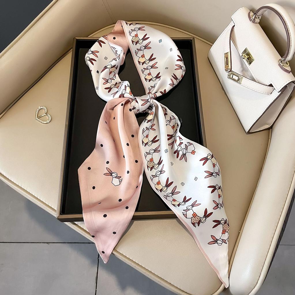 Luxury Summer Silk Shawl Square Scarf for Women Satin Hijab Fashion Wraps Neckerchief Female Hair Bands Ribbon Headband Bandana