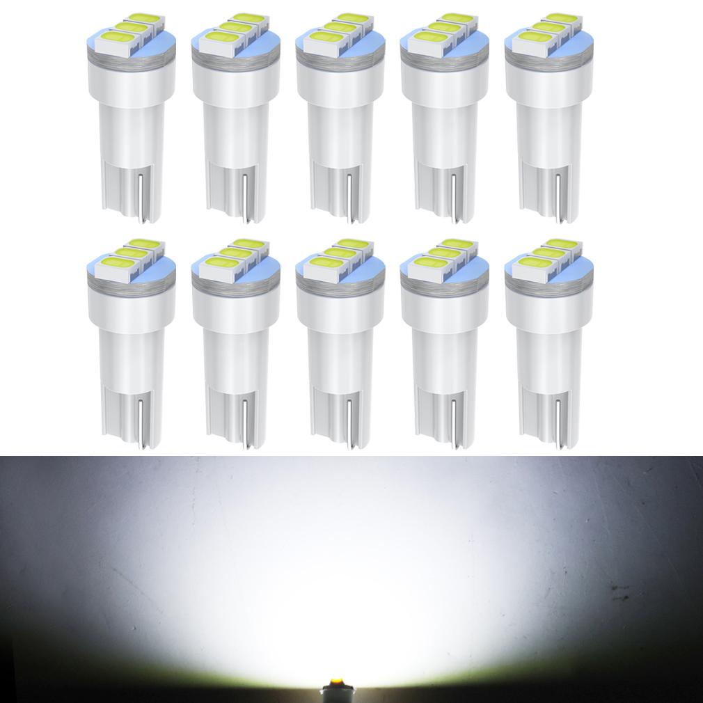 10 шт. Светодиодные лампы T5 W3W W1.2W LED Canbus Для освещения салона автомобиля, приборной панели, индикаторов, клиновидные, для автомобильного щитка приборов, 12 В