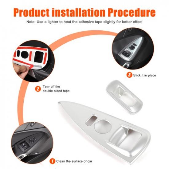 Серебристая ABS накладка на рамку стеклоподъемника для Corvette C6 2005-2013