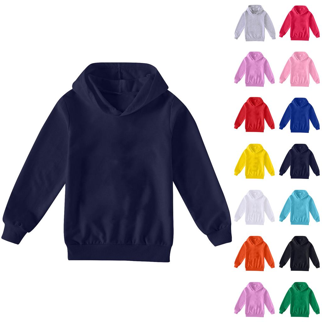 Детская Модная Однотонная Толстовка Пуловер Повседневная Универсальная Худи для Мальчиков