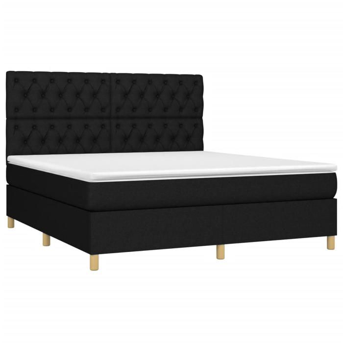 Maison Exclusive - Sommier à lattes de lit et matelas et LED Noir 160x200 cm Tissu