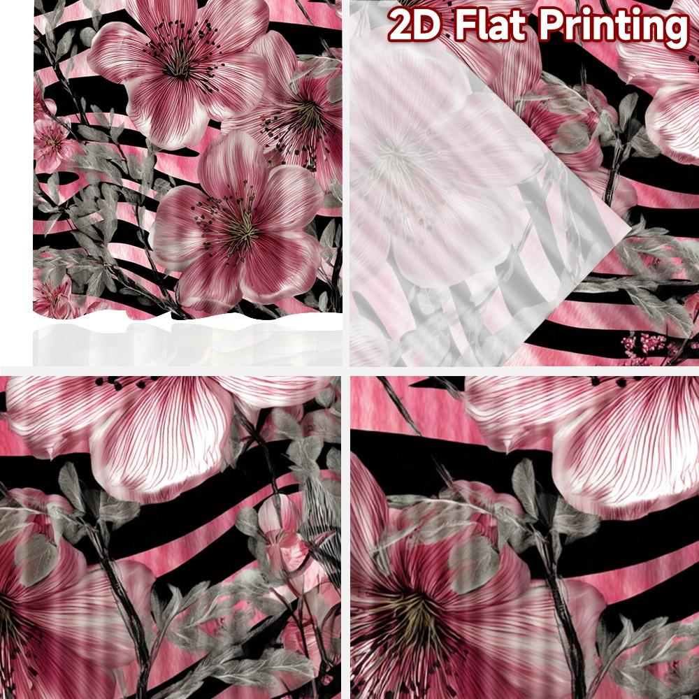 2D flat printing 2pcs Curtain Window Curtains Floral Zebra Stripes Digital Printed Polyester Drapes All Season Party & Holiday