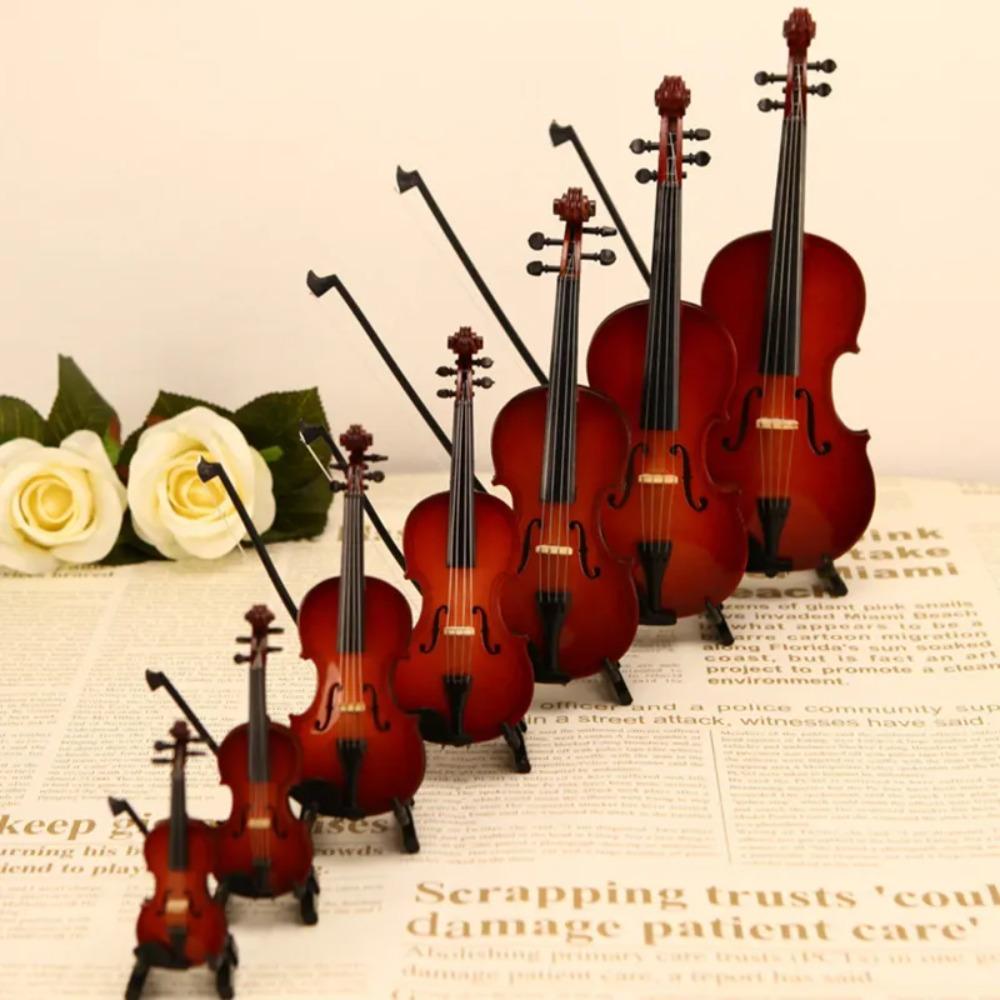 Многомерные мини-музыкальные инструменты Махагони Миниатюрная скрипка Украшение Подарки