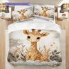 Giraffe Pattern Bedding Quilt Set Quilt Cover Pillowcase Home Decoration Birthday Gift (1 * duvet cover + 2 * pillowcase, without core)