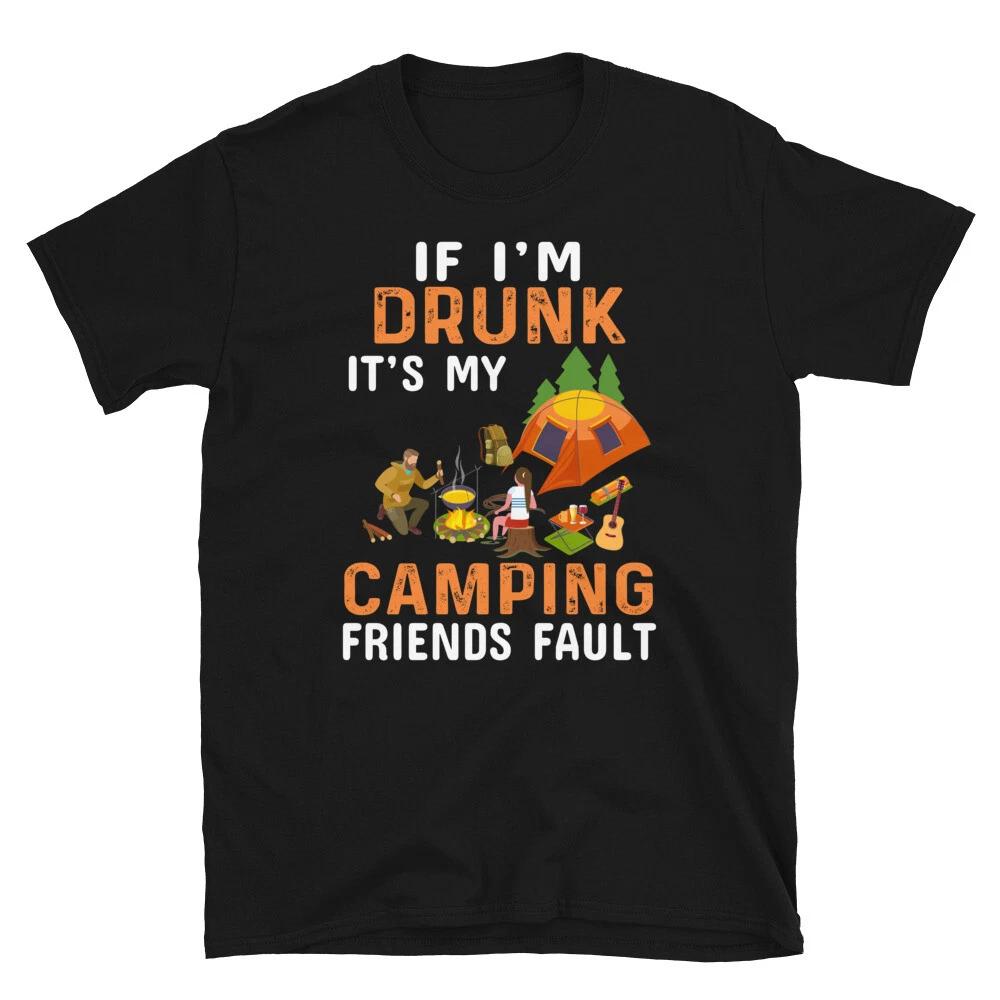 Drunk Camping Friends Vintage Design Camping Novelty T-Shirt