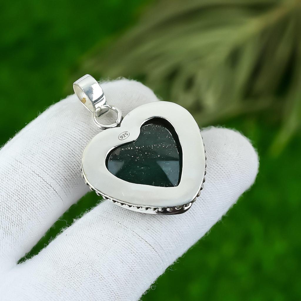 Подарок для нее Подвеска из серебра 925 пробы с натуральным зеленым авантюрином