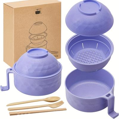 1 набор для приготовления рамен в микроволновой печи, набор из 33 унций пшеничной соломы, набор мисок для приготовления рамен быстрого приготовления, микроволновая печь, лапша с ручкой, миска для лапши с ложкой