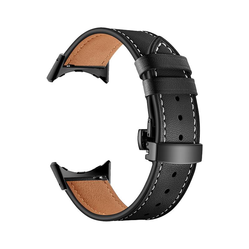 Кожаный ремешок с бабочкой для Google Pixel Watch Band Pixel Watch Ремешки для часов Браслет С адаптером (Серебристый/Черный/Розовое золото)