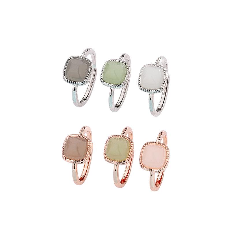 Кольцо для женщин Hetian Jade Square - Фиолетовый старинный стиль Кольцо для отказа от курения