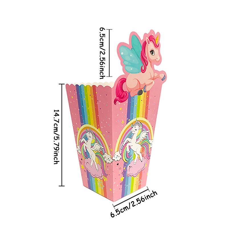 6 шт. Коробки для попкорна в виде хвоста русалки, единорога, медведя, для детского дня рождения, вечеринки в стиле «Русалочки», бумажная подарочная коробка, принадлежности для украшения детского праздника