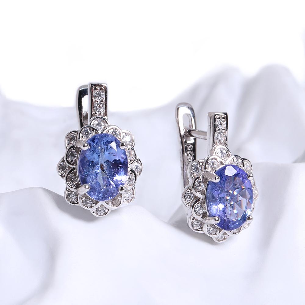 Natural Tanzanite 925 Silver Earrings Precious Real Gems Fine Jewelry Women Girls Birthday & Party Gifts