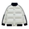 Хлопковое пальто контрастного цвета с тремя полосками для мужчин и женщин, новый зимний стиль, утолщенная теплая ветрозащитная хлопковая куртка с воротником-стойкой