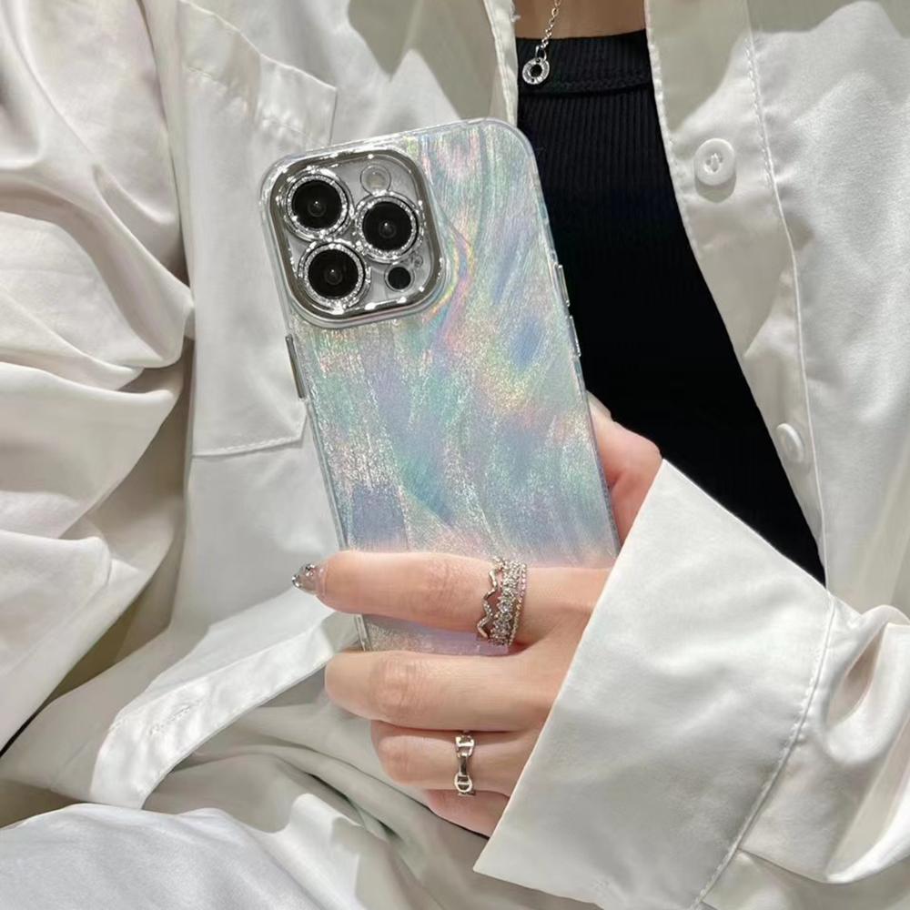 Laser Phone Case for iPhone 11 12 13 14 15 Pro Max 11 14 13 15 Laser Feather Glitter Shockproof Back Cover for iPhone 14 12 13 Pro