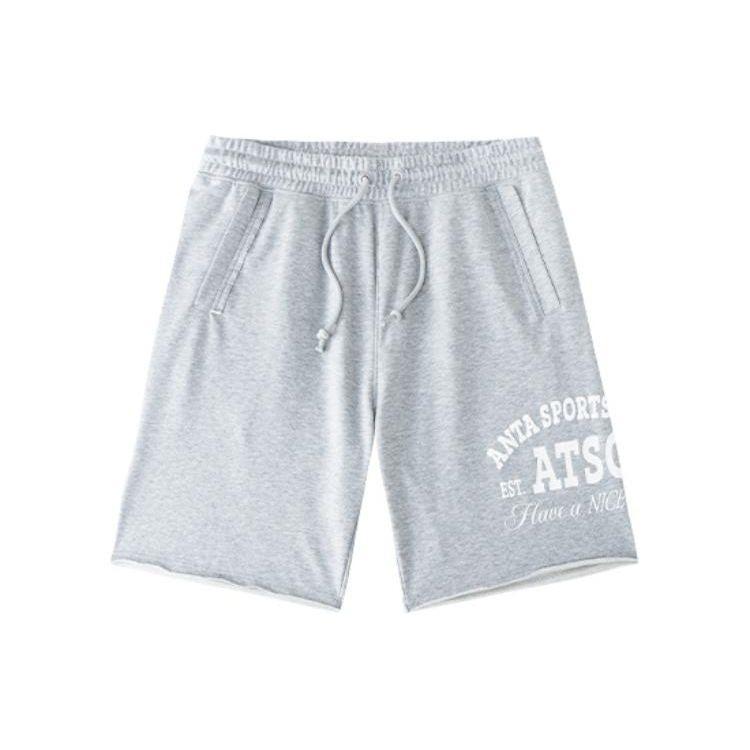 Anta Lifestyle Series Printed Letter Mid-Rise Drawstring Loose Casual Shorts Men Shorts Gray Flower-Gray 152428302-2