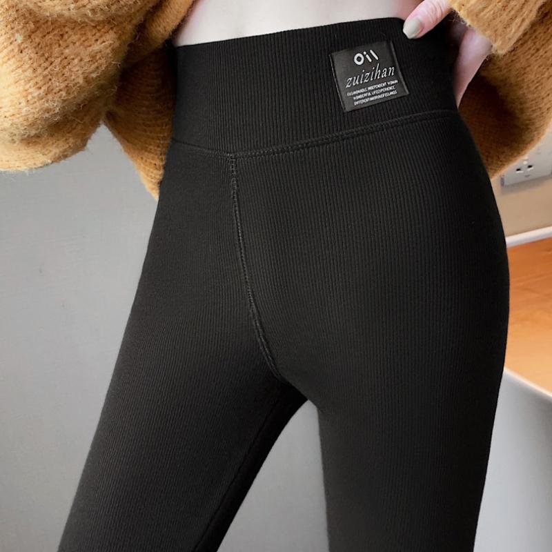 Зимние теплые леггинсы с высокой талией, удобные повседневные брюки