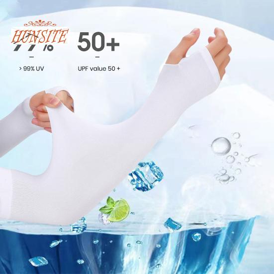 1 пара унисекс ледяных шелковых велосипедных рукавов с отверстием для большого пальца, сплошной цвет, защита от солнца, чехол для рук, бег, вождение, баскетбол, спортивные рукава