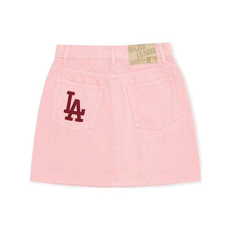 Новые джинсовые мини-юбки MLB Los Angeles Dodgers Женские Персиково-розовые 3FDSV0143-07PCS