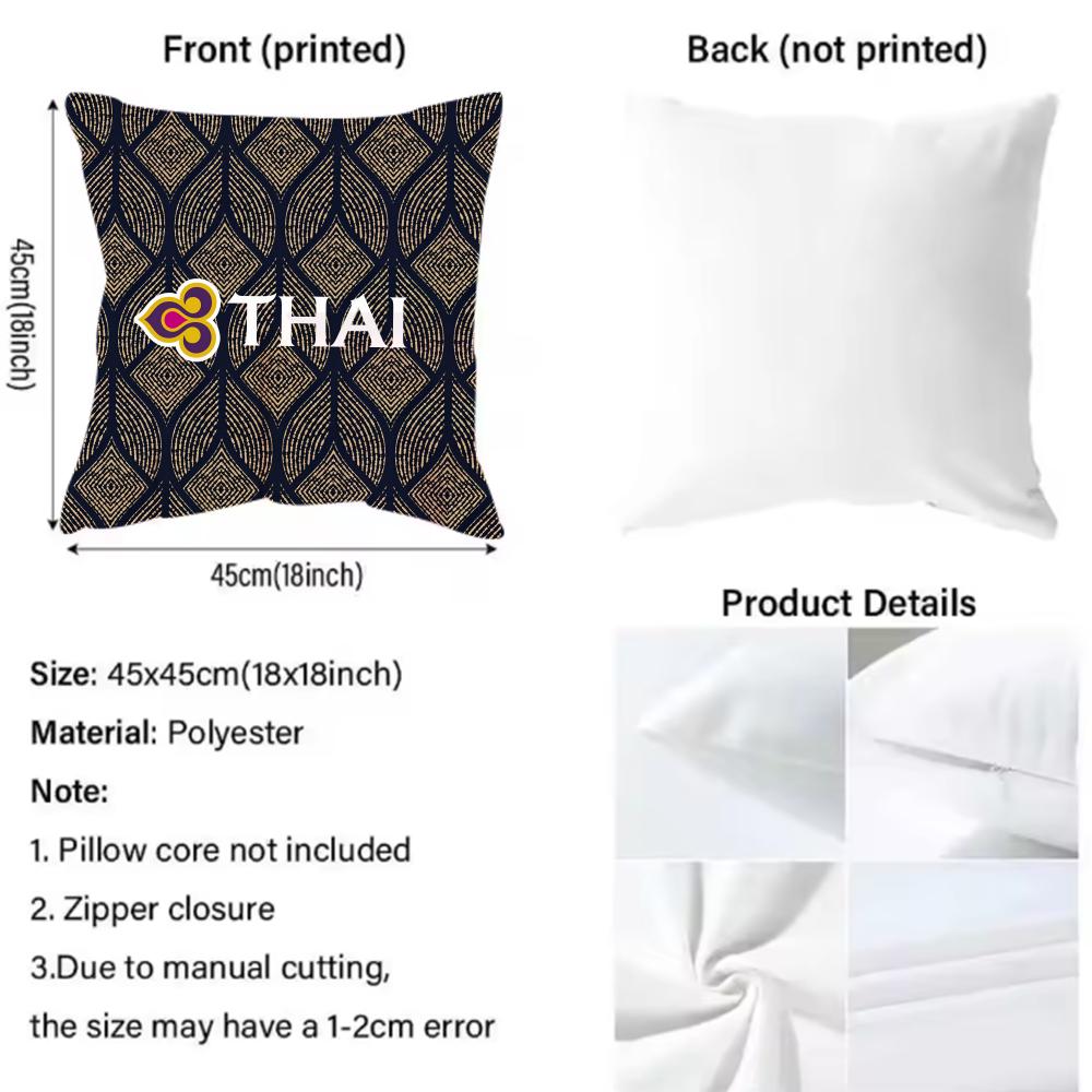 Подушка Thai Airways International 2-в-1 Двусторонняя Плюшевая Наволочка | Для Авто/Дивана/Кровати | Идеальный Подарок