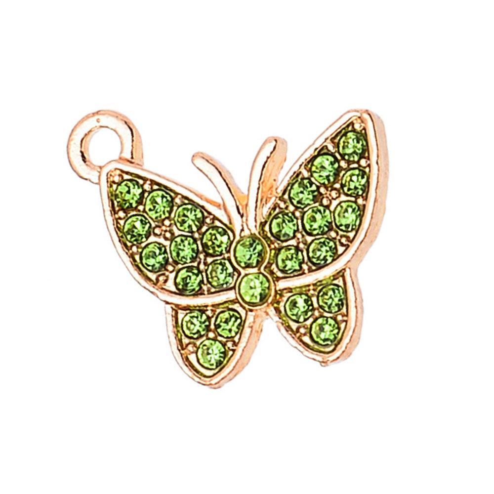 Hot Selling Cute Rhinestone Butterfly Pendant Charms Jewelry Making Shinning Beads for Earring Bracelets Accessories