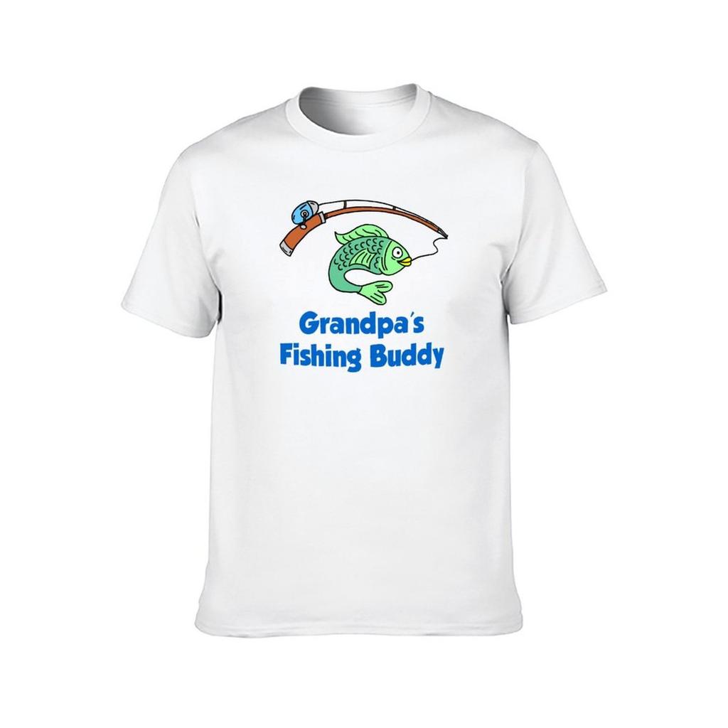 Grandpas Fishing Buddy Cartoon Fish Grandchild TShirt t shirt for man 100 percent cotton man t shirts for men casual TShirt