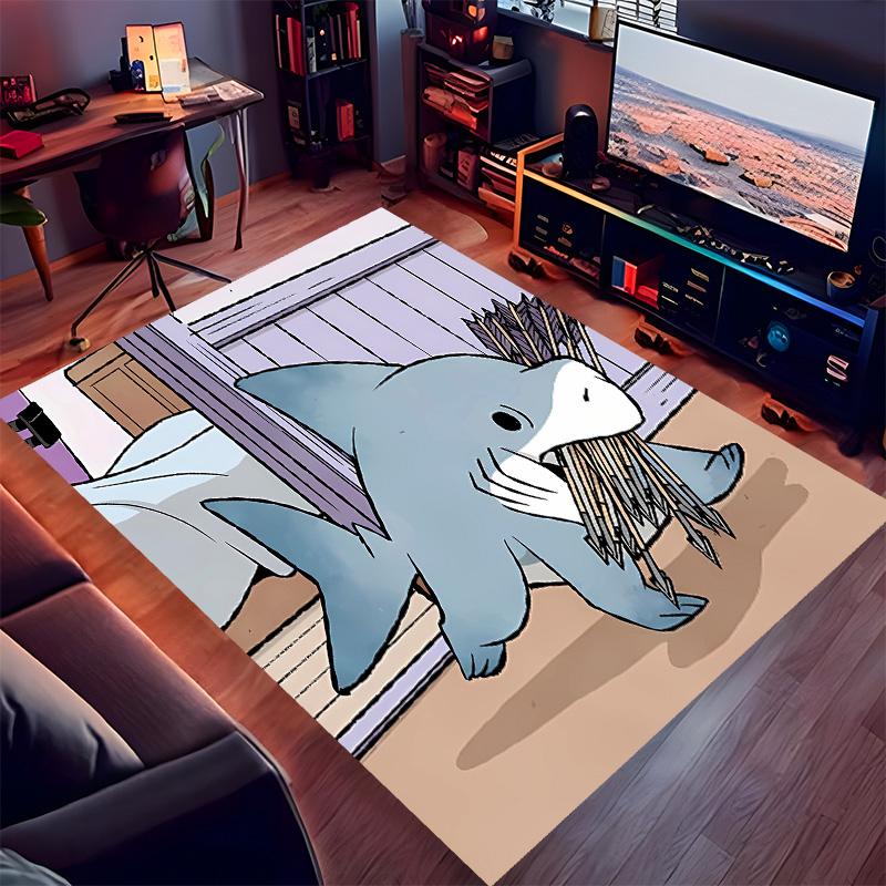 Jeff the Land Shark5 Printed Absorbent Washable Carpet, Non-Slip Bathroom Mats, Kitchen Rugs, Yoga Mat,Living Room Entrance, Camping Picnic Rugs