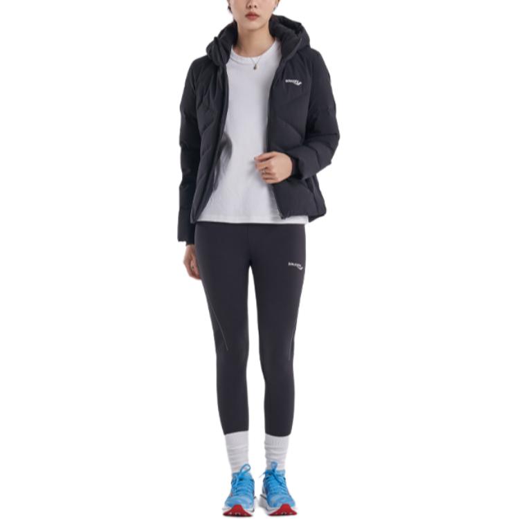 SAUCONY Однотонная повседневная куртка-пуховик с капюшоном и длинными рукавами женская верхняя одежда Черная SC1220003-3