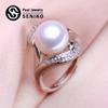 10-11mm Natural Freshwater Pearl Rings For Women Fashion Female Cubic Zirconia CZ Ring Pearl Jewelry Adjustable Ring