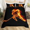 Ice Hockey Duvet Cover Twin Hockey Sports Player Bedding Set Winter Extreme Sports Game Comforter Cover Set Sports Arena Bedding