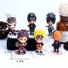 6 шт./лот Q-версия NARUTO Саске Гаара Учиха Мадара Фигурка 7-8 см 2 стиля Личностная подставка Мини-фигурки Украшение Кукла Подарки