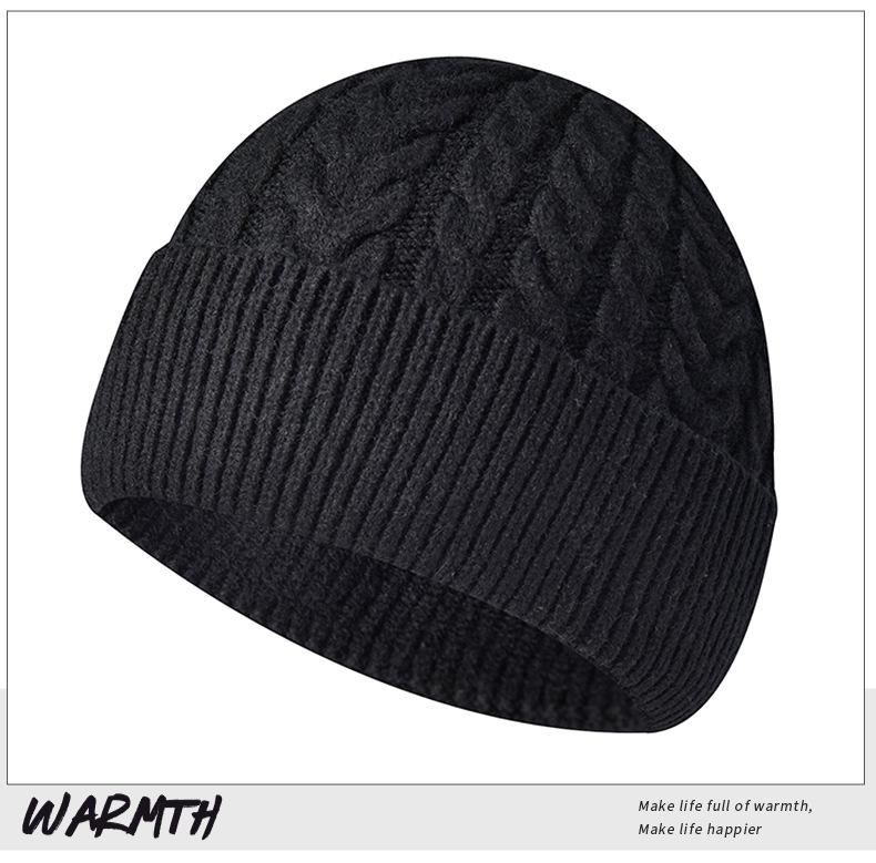 Зимняя вязаная шапка бини с ушками - Шерстяная шапка для женщин/мужчин, визуально стройнящая лицо