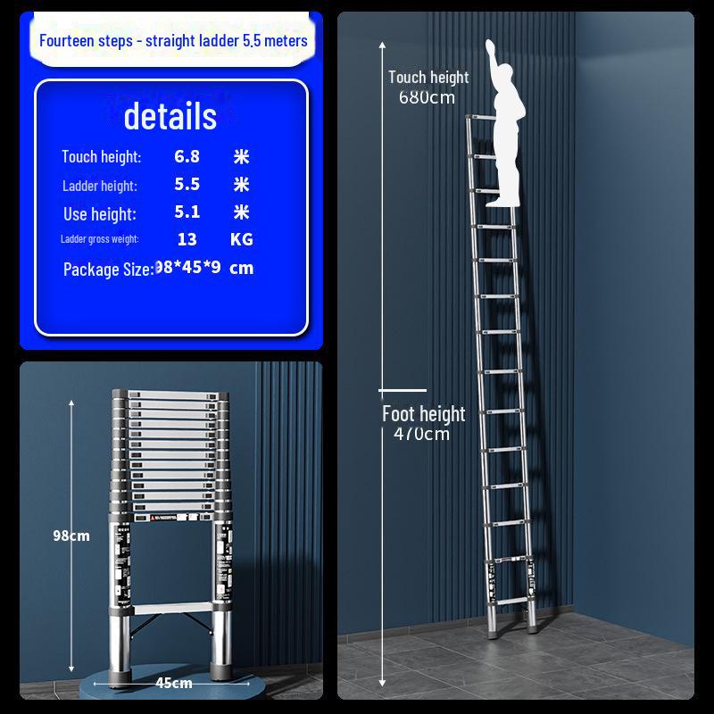 Многофункциональная складная телескопическая лестница из нержавеющей стали