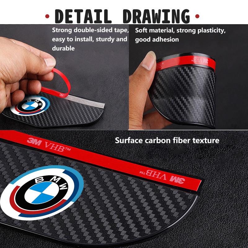 ORCL3 2pcs Car Rearview Mirror Rain Protector Stickers Universal For BMW X1 X3 E39 E46 E30 E36 E87 E60 E90 F26 G02 E70 F15 E53 G05 E71