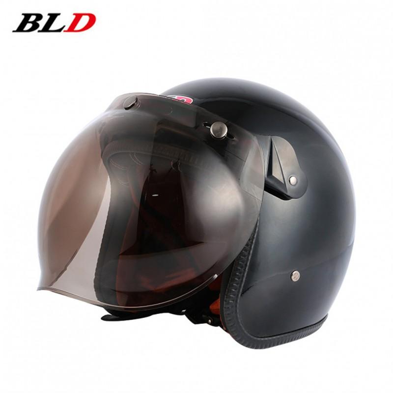 BLD Motorcycle Helmet 3/4 Open Face Men Women Universal Fit All Season Riding