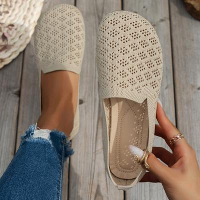Новые туфли Fly-knit Slip-on Flats больших размеров, дышащие повседневные вязаные туфли для женщин