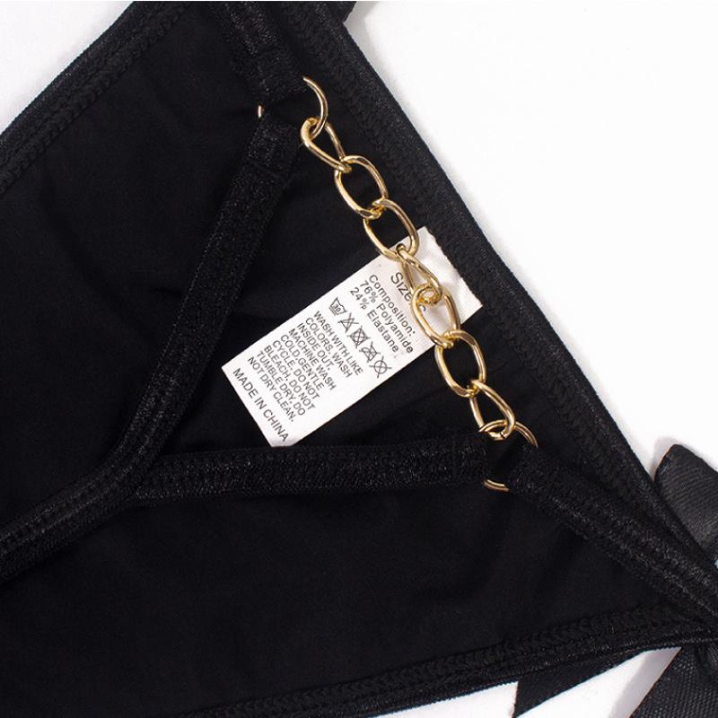 Женские сексуальные стринги с бантом и заниженной талией, металлические цепочки, стринги, тонкие ремешки, соблазнительное нижнее белье