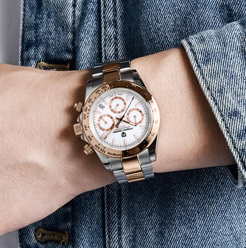 New PAGANI DESIGN Men's Watches Brand Luxury Mens Quartz Wrist Watch Men Stainless Steel Men Chronograph Relogio Masculino