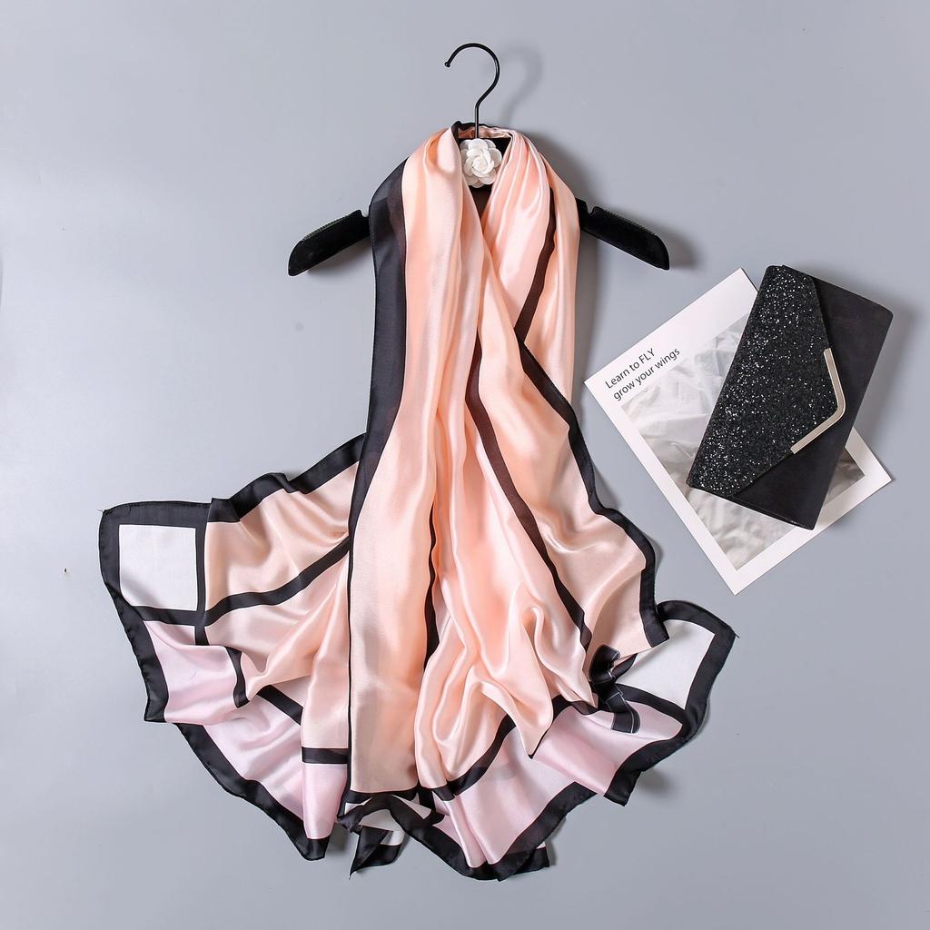 Spring and Summer New Four-leaf Clover Flowers Flowers Women Sunscreen Silk Scarf Long Shawl Seaside Holiday Sunshade Scarf