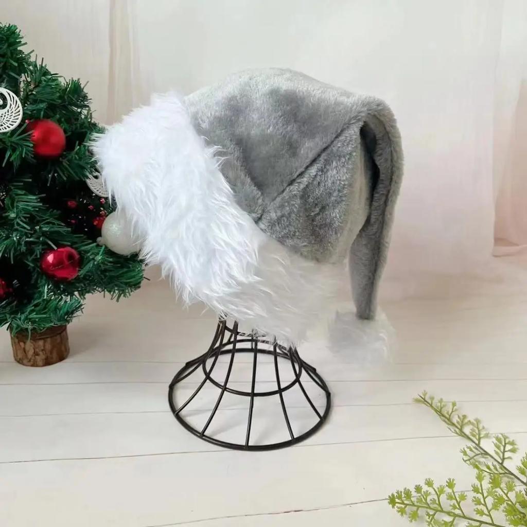 30 * 45cm Christmas Santa Hat Xmas Pink Long Plush Holiday Red Black Hat For Adults And Kids Unisex New Year Festive Supplies